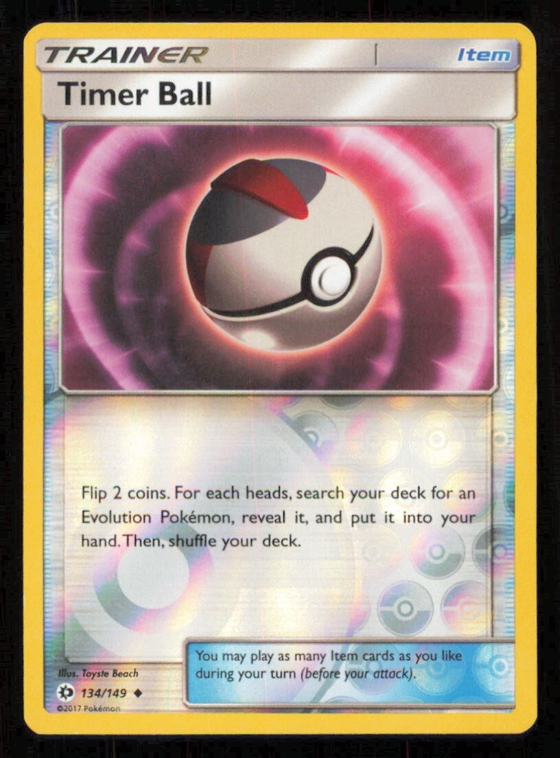 TIMER BALL 134/149 POKEMON CARD ENGLISH SM BASE SET REVERSE TRAINER NM