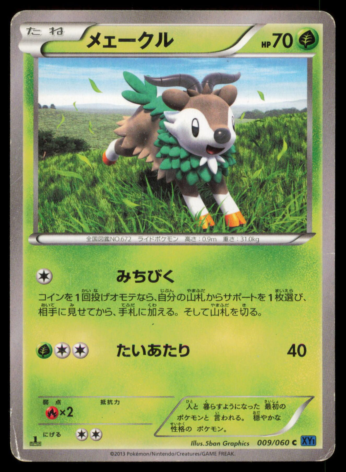 SKIDDO 009/060 POKEMON CARD JAPANESE XY1 COLLECTION X COMMON HP