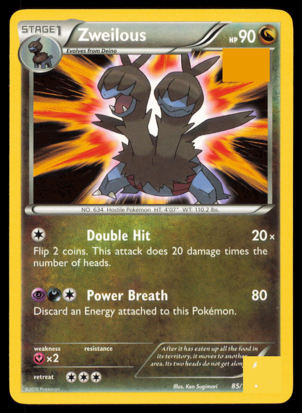 Zweilous 085/114 Pokemon Card English XY Steam Siege Common LP