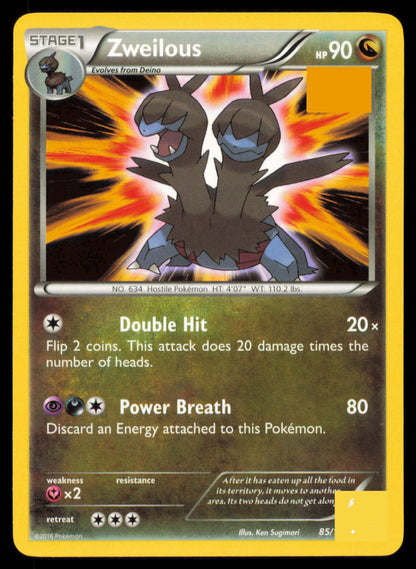 Zweilous 085/114 Pokemon Card English XY Steam Siege Common LP