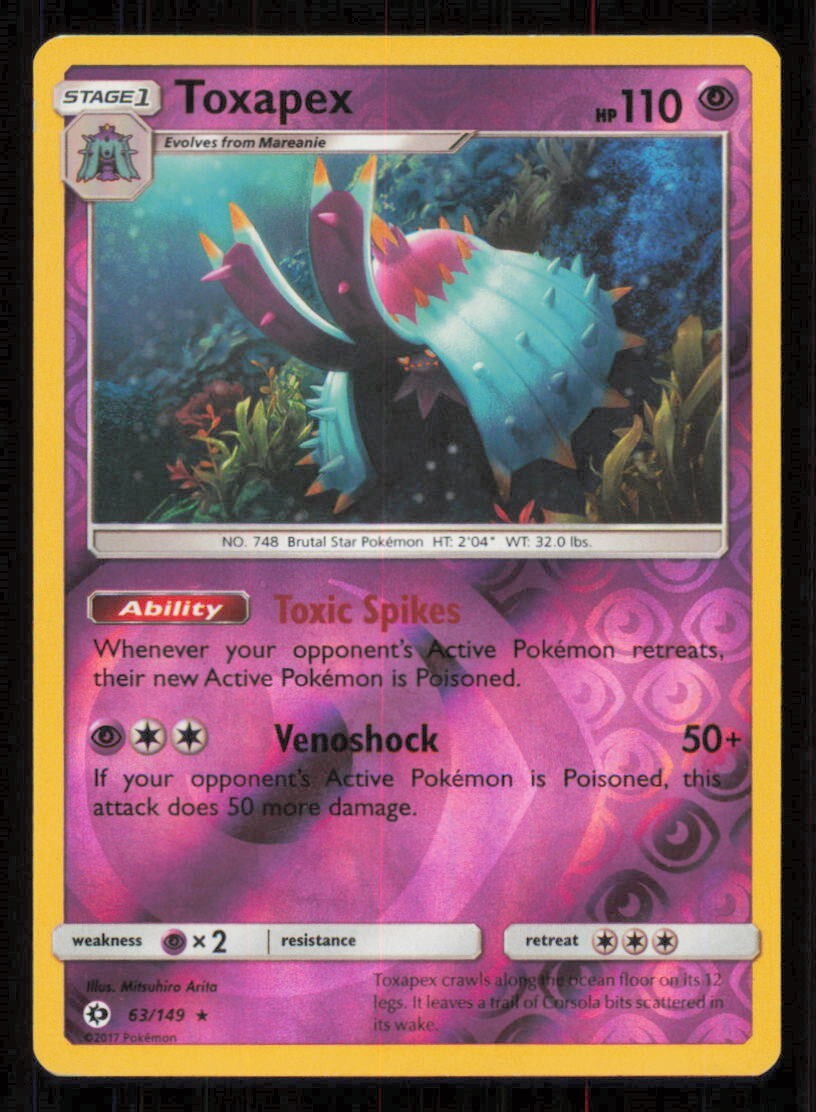 YOXAPEX 63/149 POKEMON CARD ENGLISH SM BASE SET REVERSE RARE NM