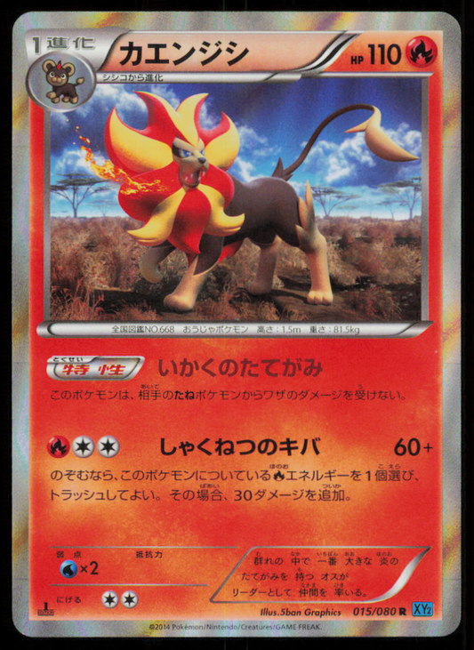 PYROAR 015/080 POKEMON CARD JAPANESE XY2 WILD BLAZE HOLO RARE LP