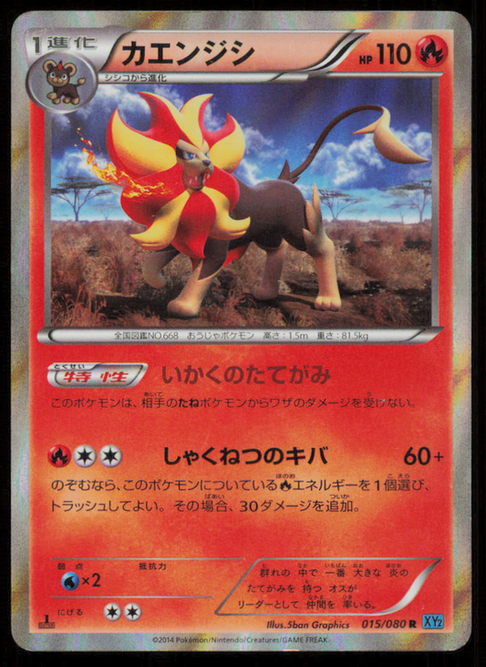 PYROAR 015/080 R POKEMON CARD JAPANESE XY2 WILD BLAZE HOLO RARE DAMAGED