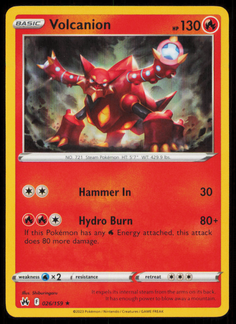 VOLCANION 026/159 POKEMON CARD ENGLISH CROWN ZENITH HOLO RARE LP