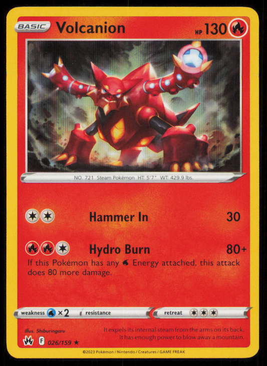 VOLCANION 026/159 POKEMON CARD ENGLISH CROWN ZENITH HOLO RARE LP