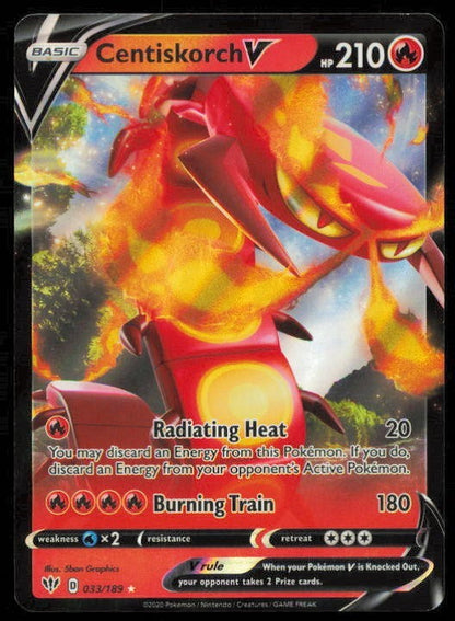 CENTISKORCH V 033/189 POKEMON CARD JAPANESE SWSH DARKNESS ABLAZE HOLO  LP