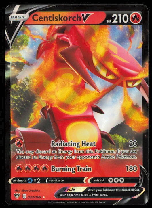CENTISKORCH V 033/189 POKEMON CARD JAPANESE SWSH DARKNESS ABLAZE HOLO  LP