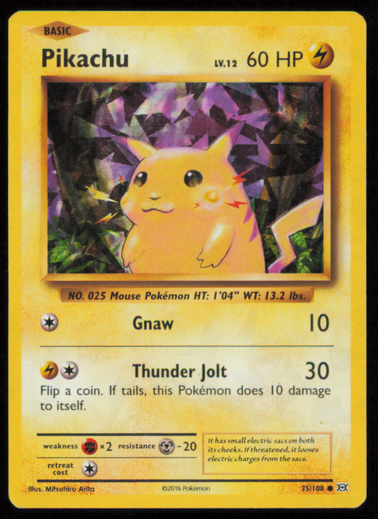 PIKACHU 35/108 POKEMON CARD ENGLISH XY EVOLUTIONS CRACKED ICE HOLO  DAMAGED