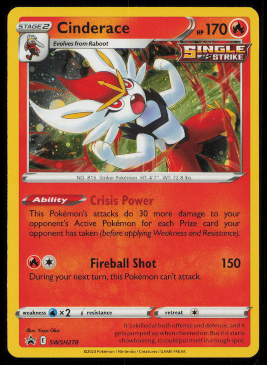 CINDERACE SWSH278 POKEMON CARD ENGLISH BLACK STAR PROMO HOLO LP