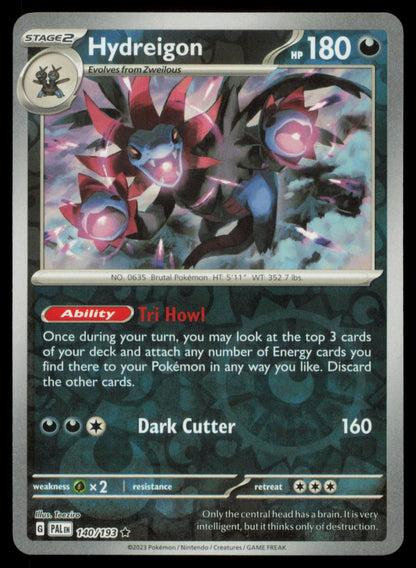 Hydreigon 140/193 Reverse Holo Pokemon Card English SV02 Paldea Evolved