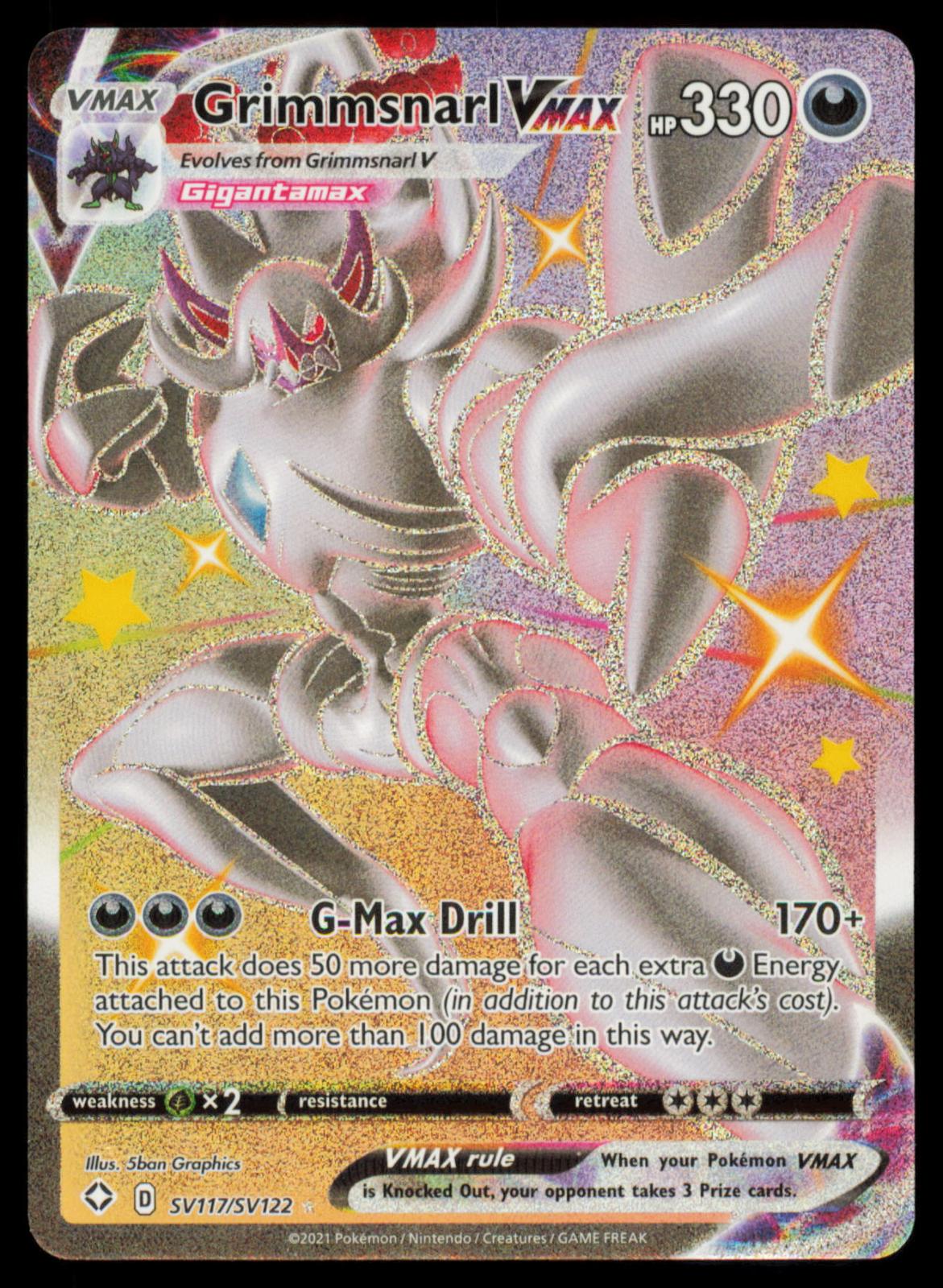GRIMMSNARL VMAX SV117/SV122 Pokemon Card English SWSH Shining Fates Full Art NM