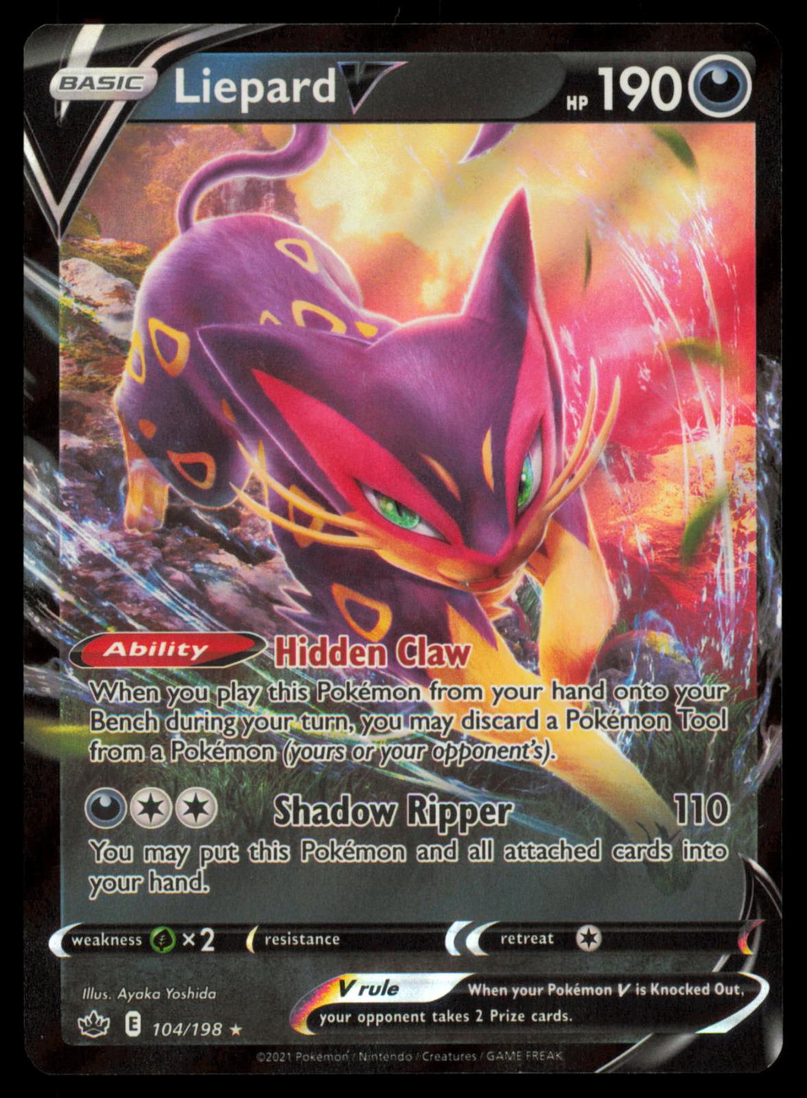 Liepard V 104/198 Pokemon Card English SWSH Chilling Reign Ultra Rare NM