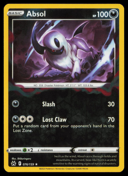 Absol 076/159 Pokemon Card English SWSH Crown Zenith Reverse Foil NM