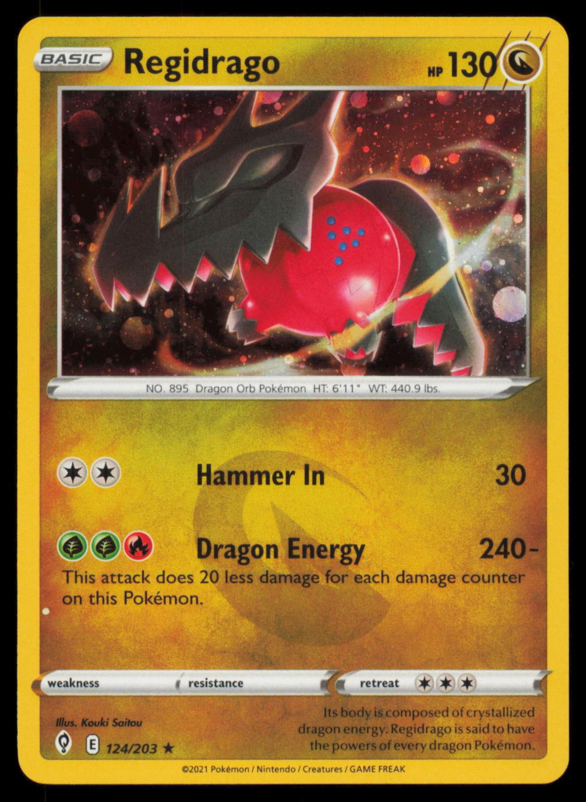 Regidrago Holo Pokemon Card English SWSH Evolving Skies Cosmos Holo Rare NM