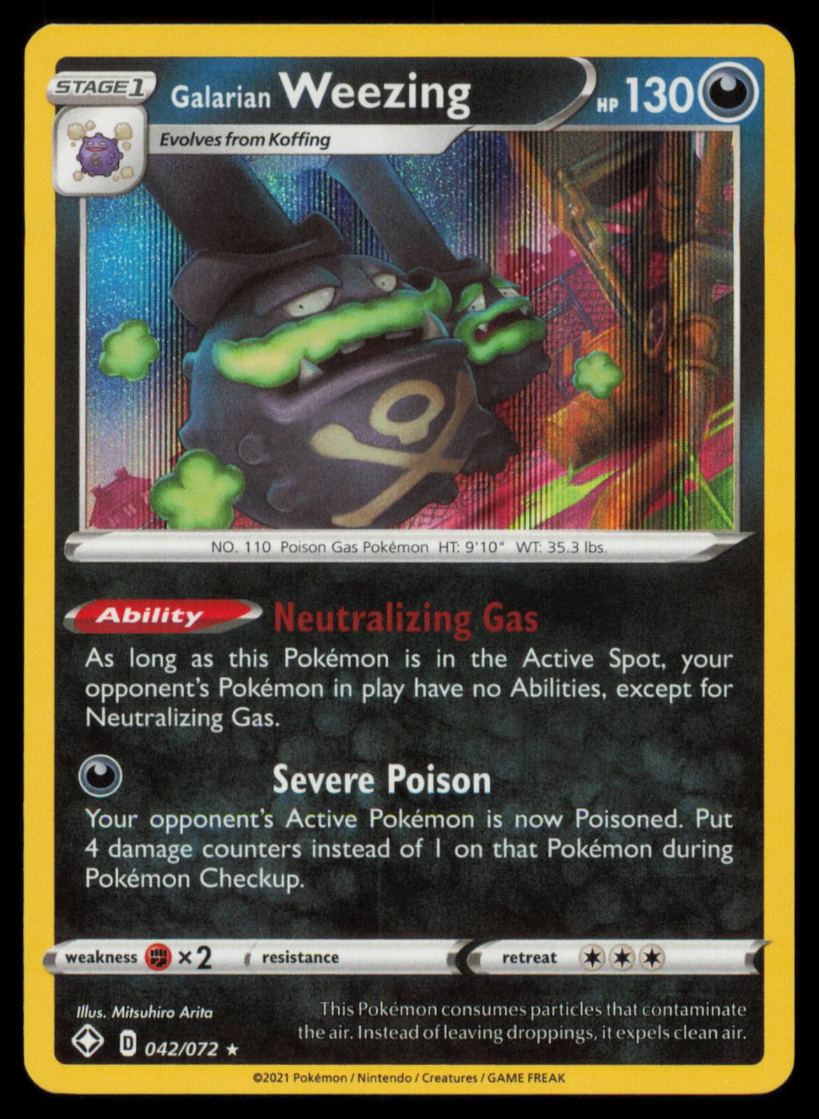Galarian Weezing 042/072 Pokemon Card English SWSH Shining Fates Holo Rare NM