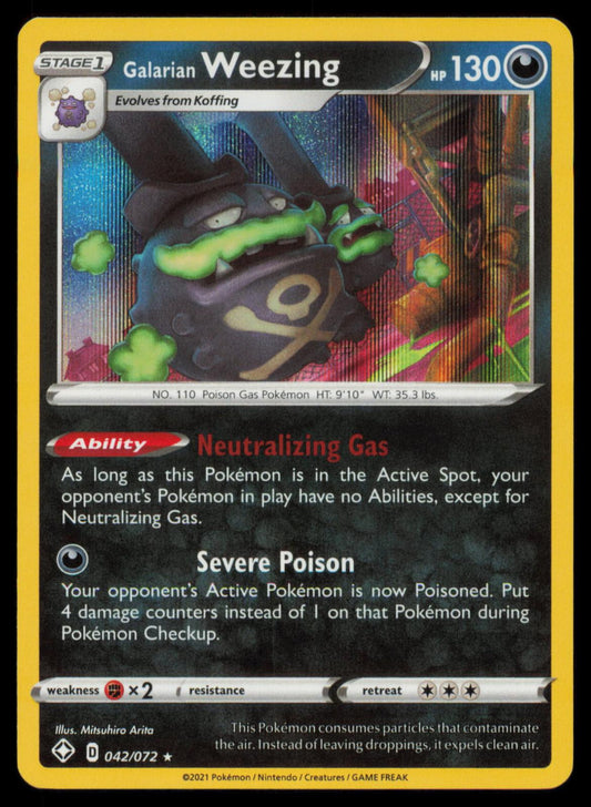 Galarian Weezing 042/072 Pokemon Card English SWSH Shining Fates Holo Rare NM