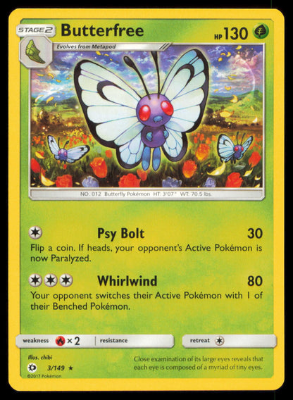 BUTTERFREE 003/060 POKEMON CARD ENGLISH  SM1S COLLECTION SUN UNCOMMON MP