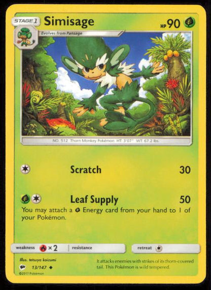 SIMISAGE 006/051 POKEMON CARD ENGLISH SUN & MOON LP