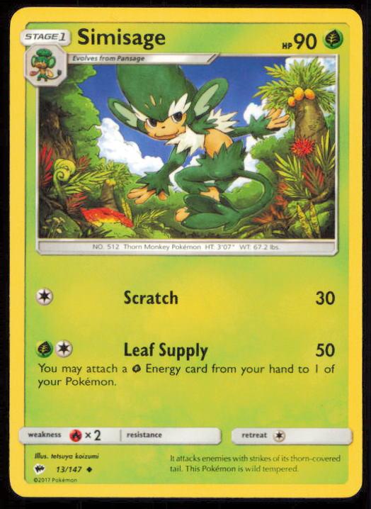 SIMISAGE 006/051 POKEMON CARD ENGLISH SUN & MOON LP